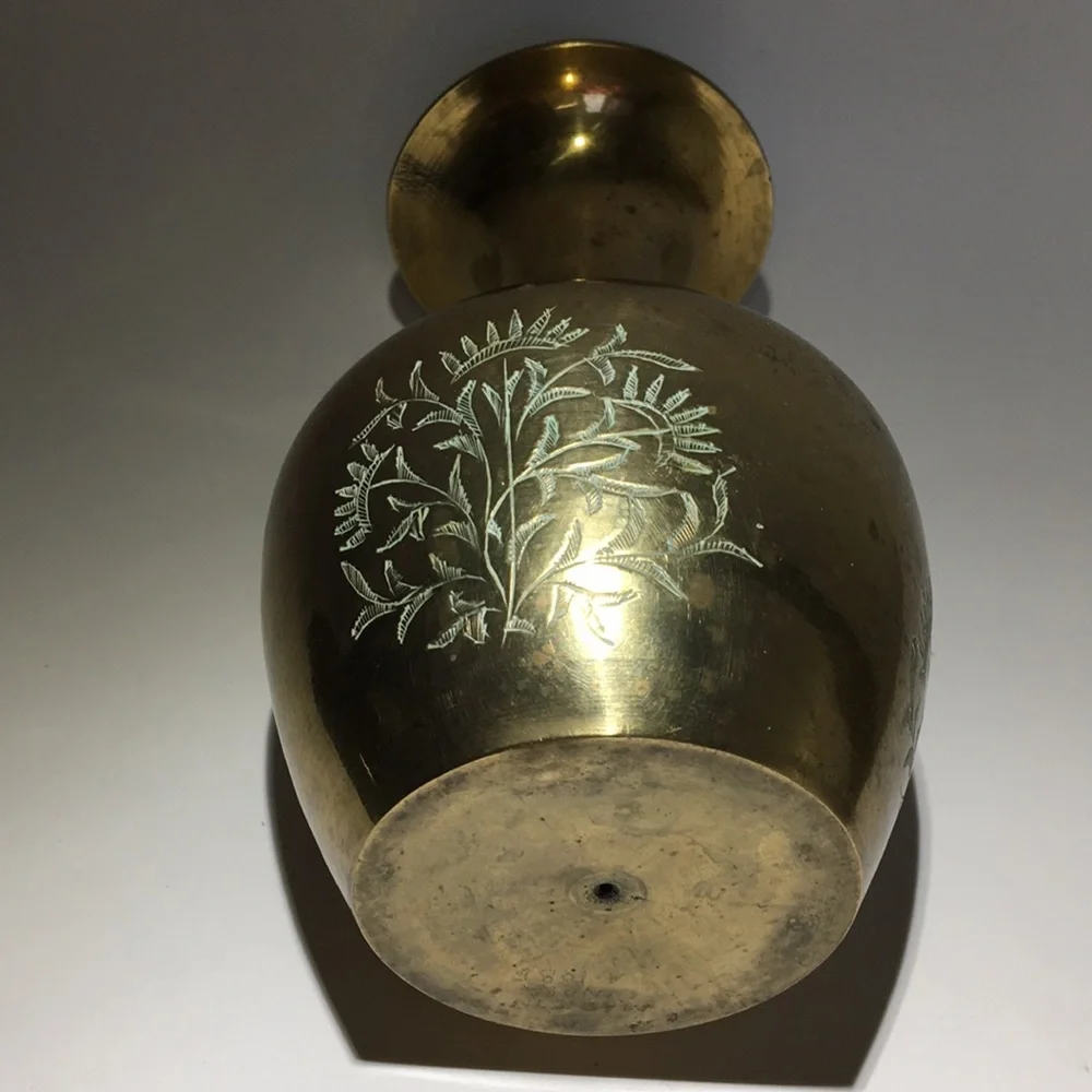 Small Carved Brass Vase